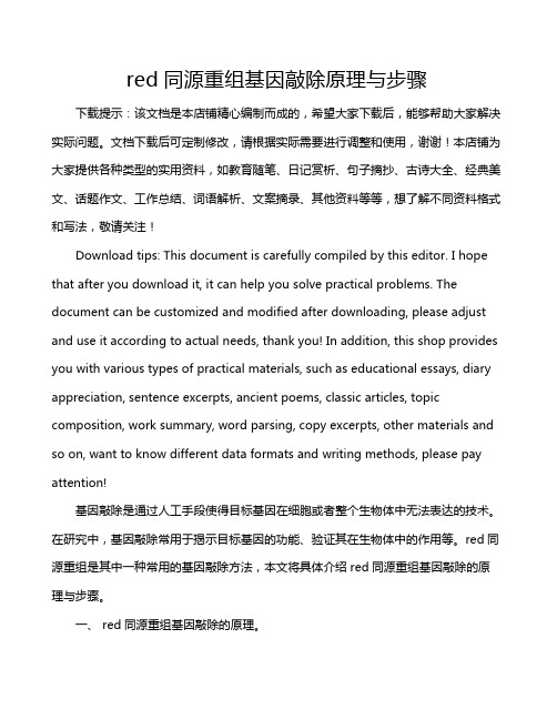 red同源重组基因敲除原理与步骤