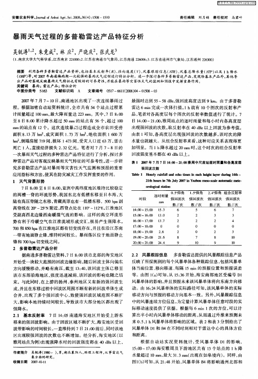 暴雨天气过程的多普勒雷达产品特征分析