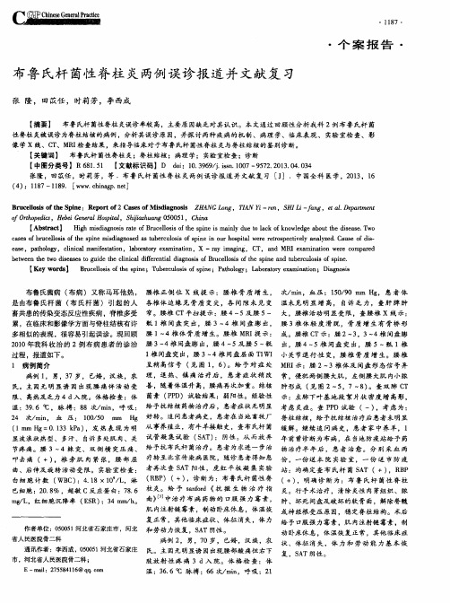 布鲁氏杆菌性脊柱炎两例误诊报道并文献复习