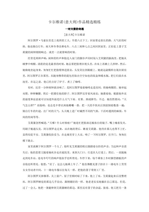 2020年高考语文二轮文学类文本专题复习--卡尔维诺(意大利)作品精选精练