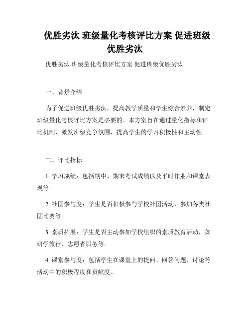   优胜劣汰 班级量化考核评比方案 促进班级优胜劣汰 