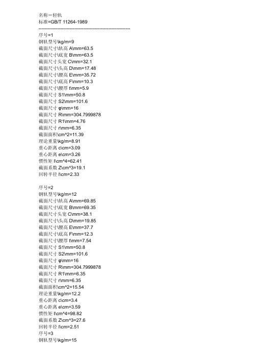轻轨断面尺寸