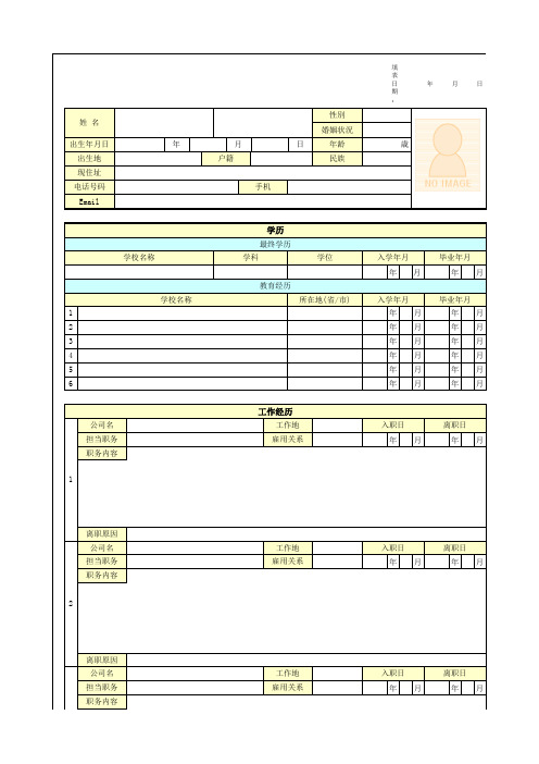 个人简历表格(详细,EXCEL)