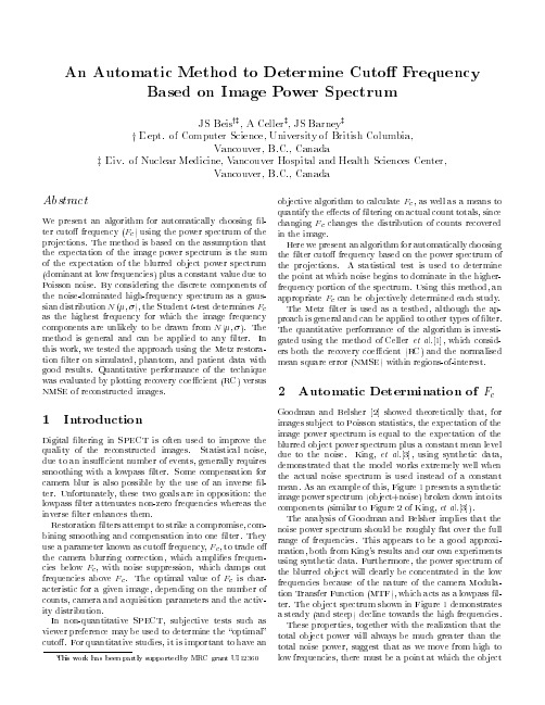 An automated method to determine cutoff frequency based on image power spectrum