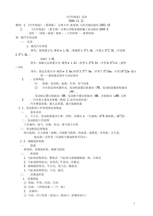 《汽车构造》知识点总结1解析
