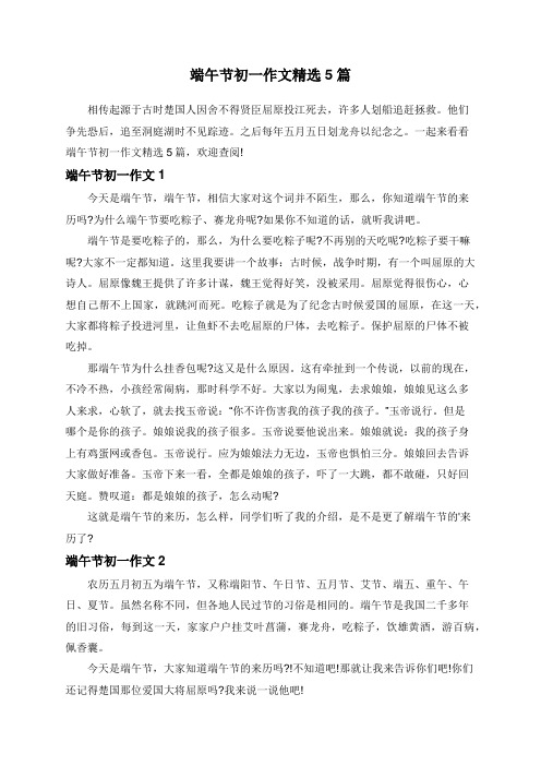端午节初一作文精选5篇