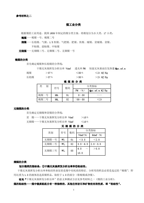 煤的工业分类