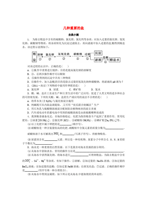 九年级化学全册 7.3 几种重要的盐同步练习 (新版)沪教版