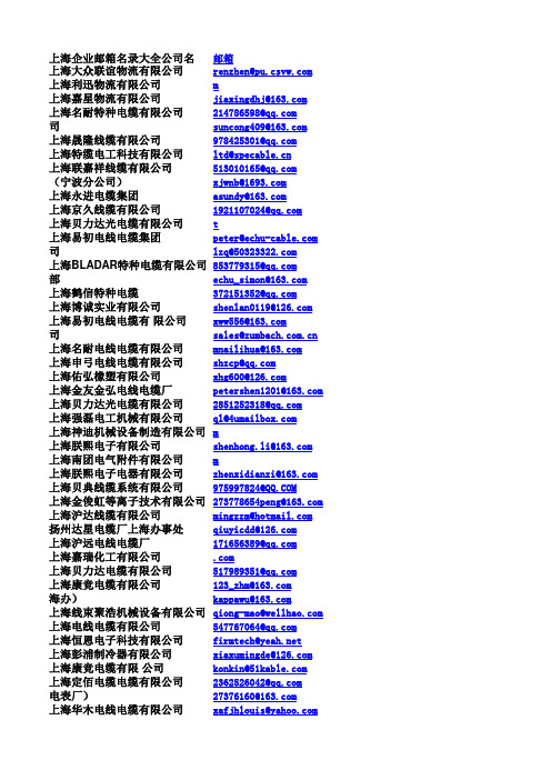 上海企业邮箱名录大全