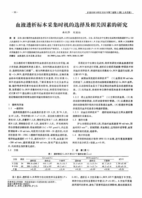 血液透析标本采集时机的选择及相关因素的研究