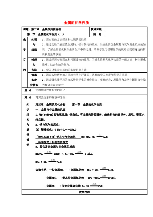 北京四中高中化学 3.1金属的化学性质(1)教案 新人教版必修1