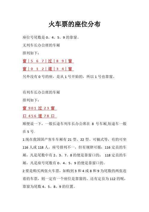 火车票座位分布