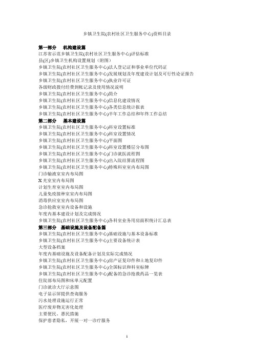 乡镇卫生院资料整理目录