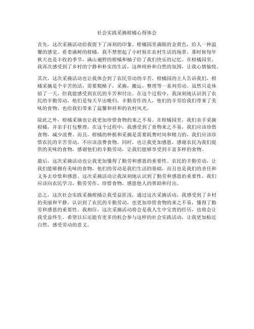 社会实践采摘柑橘心得体会