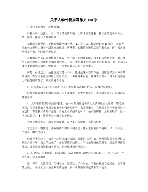 关于人物外貌描写作文100字