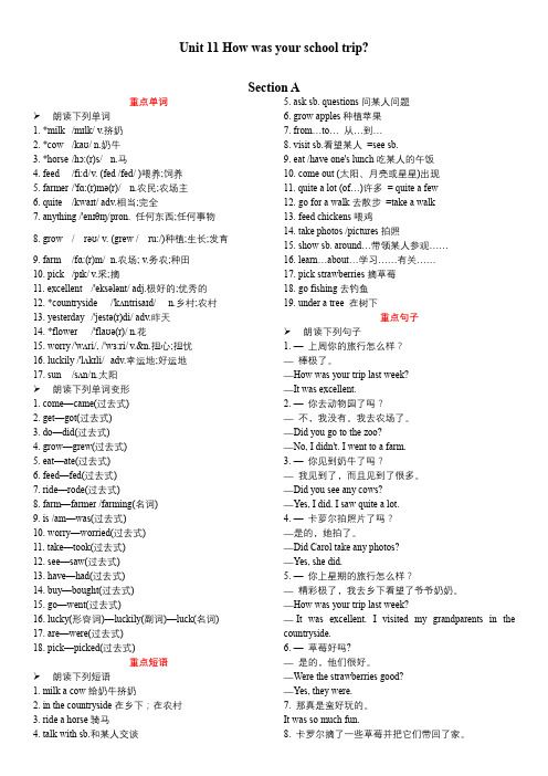 人教英语七年级下册Unit 11 晨读本和晨读听写