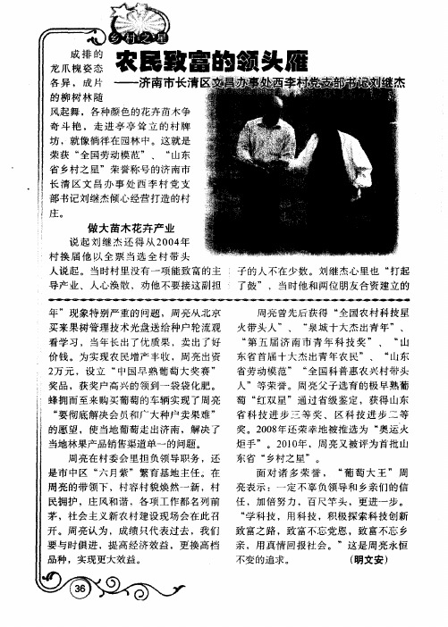 农民致富的领头雁——济南市长清区昌办事处西李村党支部书记刘继杰