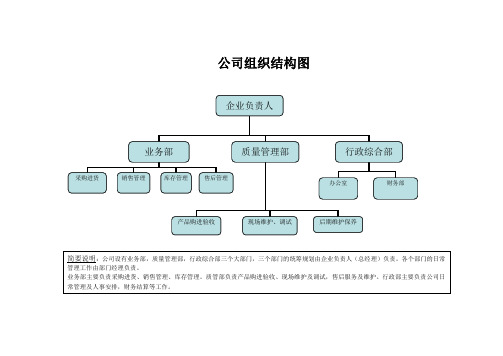 (完整版)公司组织结构图及简要说明