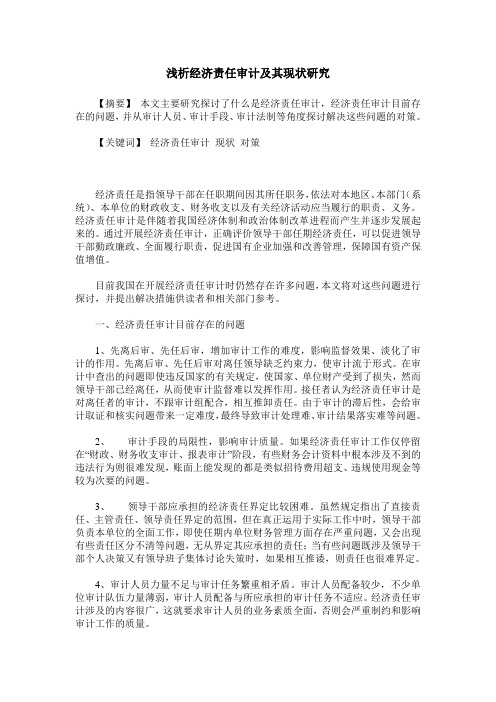 浅析经济责任审计及其现状研究
