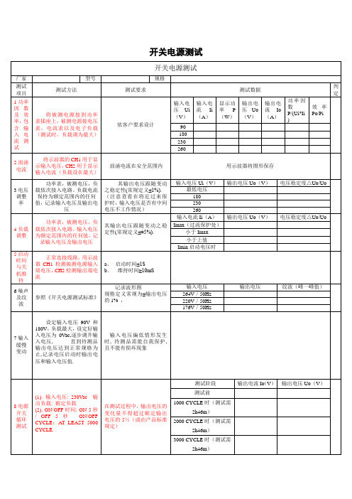 最新开关电源测试标准