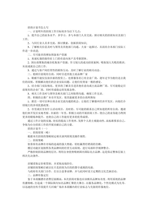 招商计划书怎么写