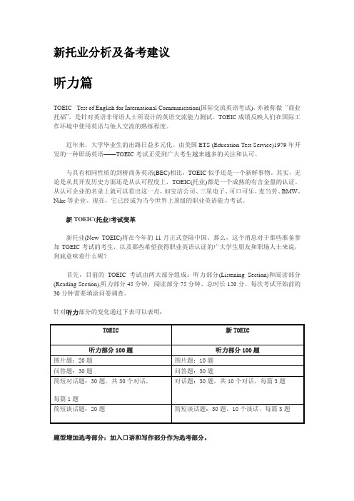 托业考试各部分建议.doc