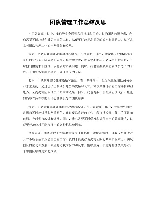 团队管理工作总结反思