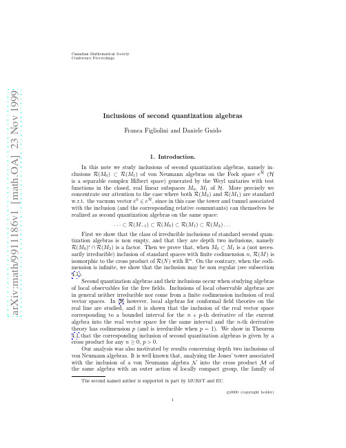 Inclusions of second quantization algebras