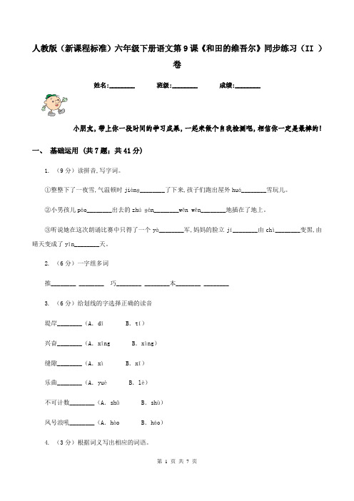 人教版(新课程标准)六年级下册语文第9课《和田的维吾尔》同步练习(II )卷