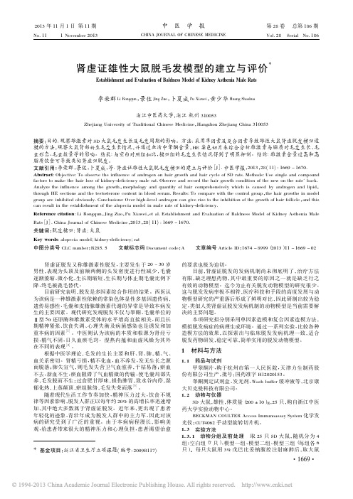 肾虚证雄性大鼠脱毛发模型的建立与评价_李荣群