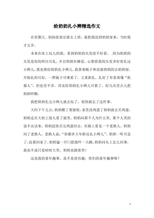 给奶奶扎小辫精选作文