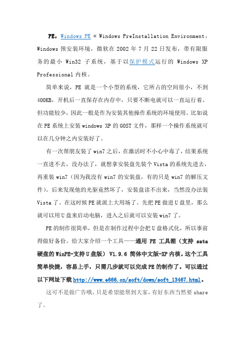 PE介绍及其制作方法