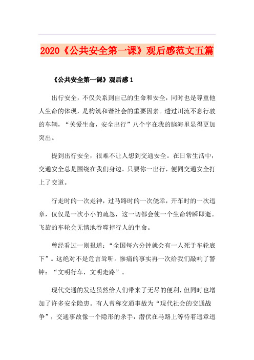 《公共安全第一课》观后感范文五篇
