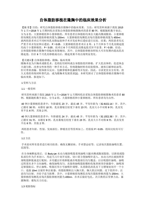 自体脂肪移植在隆胸中的临床效果分析