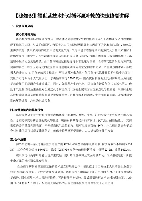 【涨知识】福世蓝技术针对循环泵叶轮的快速修复讲解