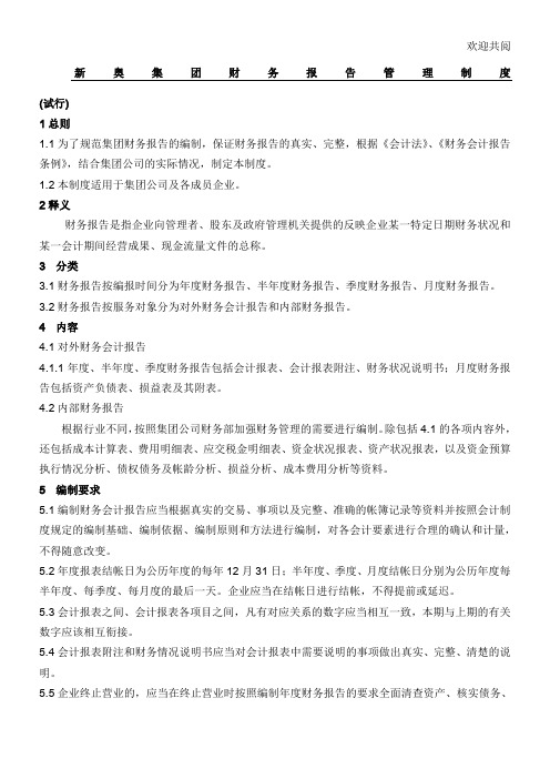 新奥集团财务报告管理制度(试行)