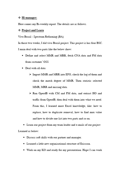 weekly report