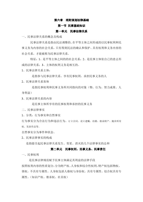 理财规划师重点知识整理(第六章)