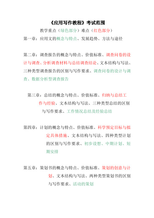 应用文写作考试 重点+难点