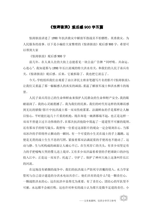 《惊涛骇浪》观后感900字五篇