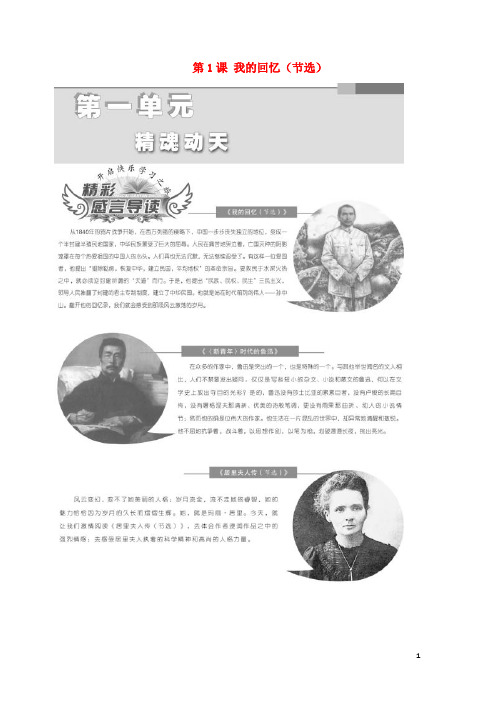 高中语文第一单元第1课我的回忆节选教学案语文版必修2