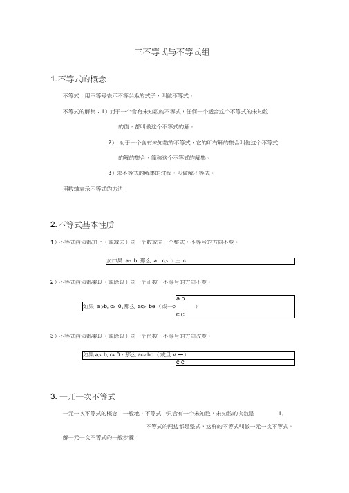 人教版七年级数学下册不等式与不等式组知识点及习题