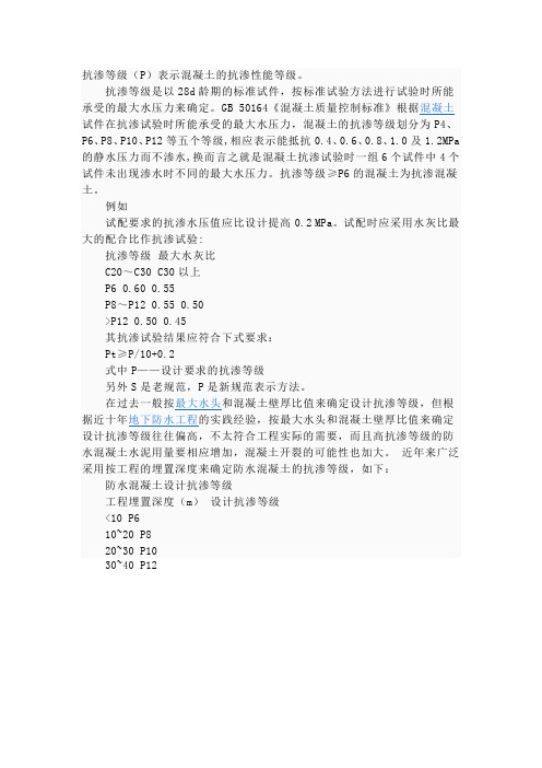 抗渗等级