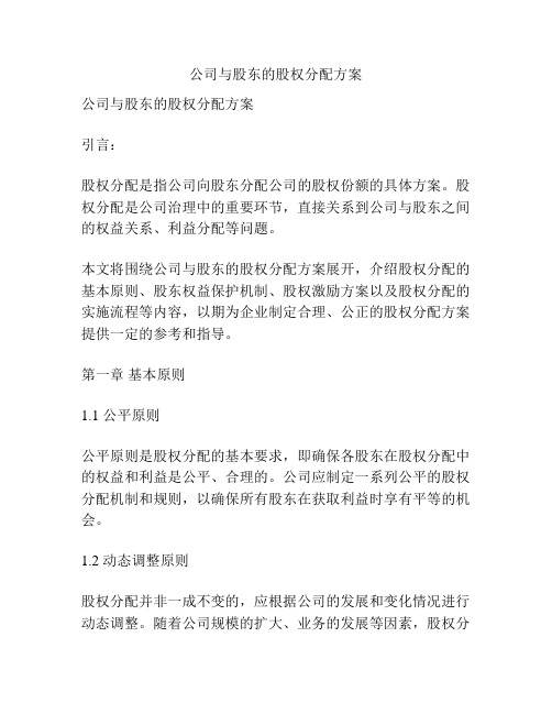 公司与股东的股权分配方案