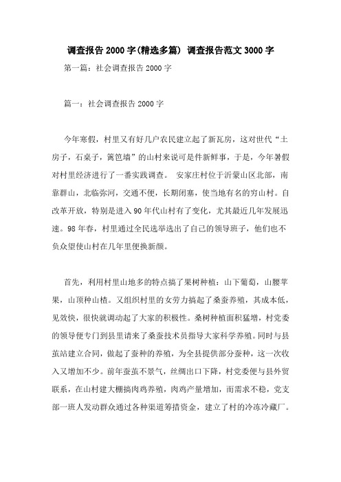 调查报告2000字(精选多篇) 调查报告范文3000字