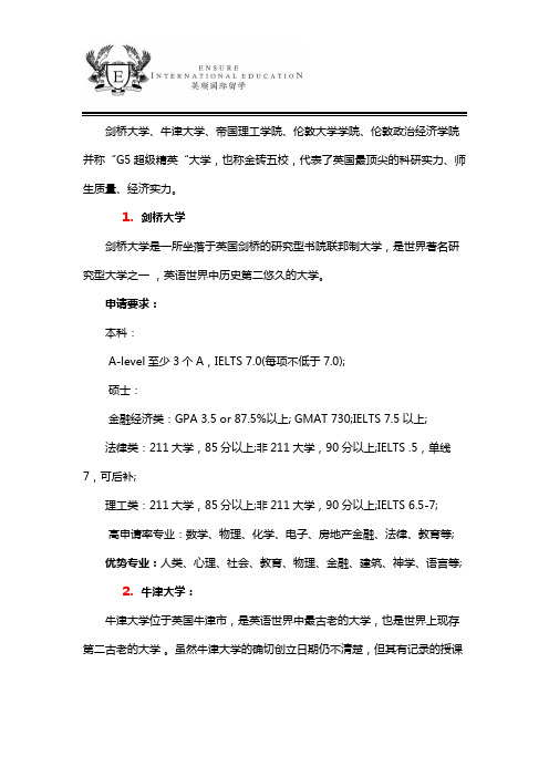 英国排名前十名的大学及王牌专业