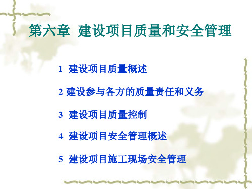 建设项目质量和安全管理