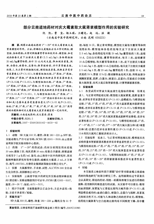 部分云南道地药材对庆大霉素致大鼠肾衰模型作用的实验研究