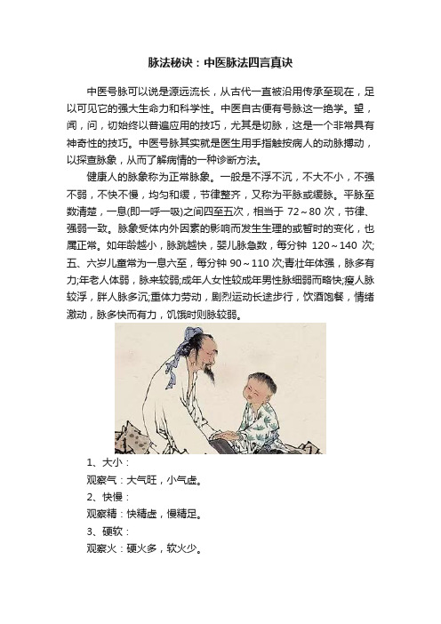 脉法秘诀：中医脉法四言真诀