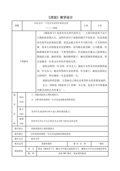 (部编)初中语文人教2011课标版七年级下册《虎妞》人物形象分析
